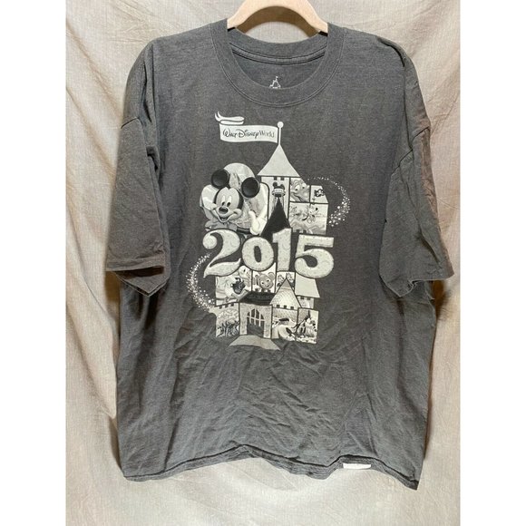2015 Walt Disney World Mickey Shirt Adult 2XL‎ Grey Pullover Tee Men - Picture 1 of 9